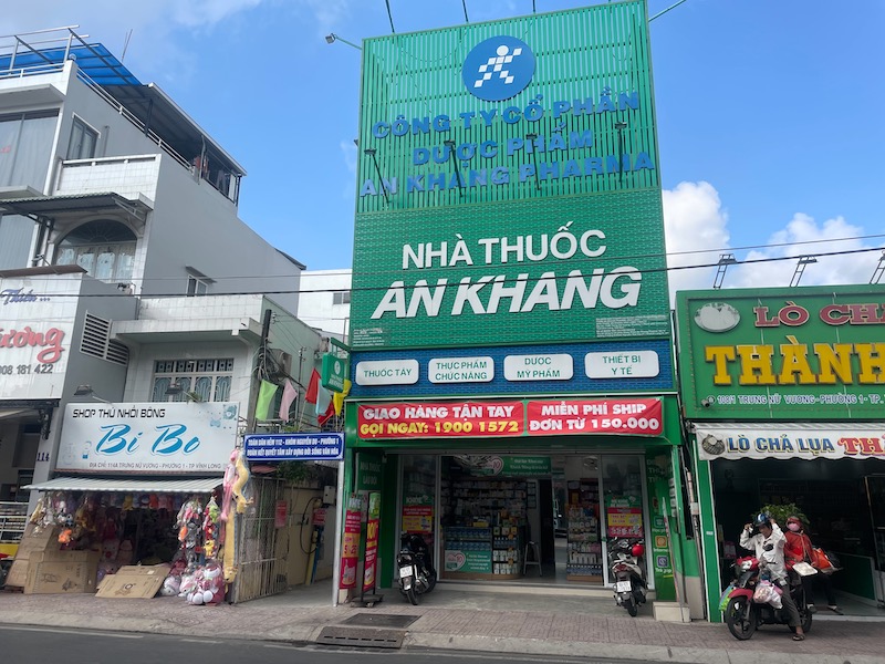 Nhà thuốc An Khang tại 110B Trưng Nữ Vương, Phường Long Châu, Tỉnh Vĩnh Long, Việt Nam